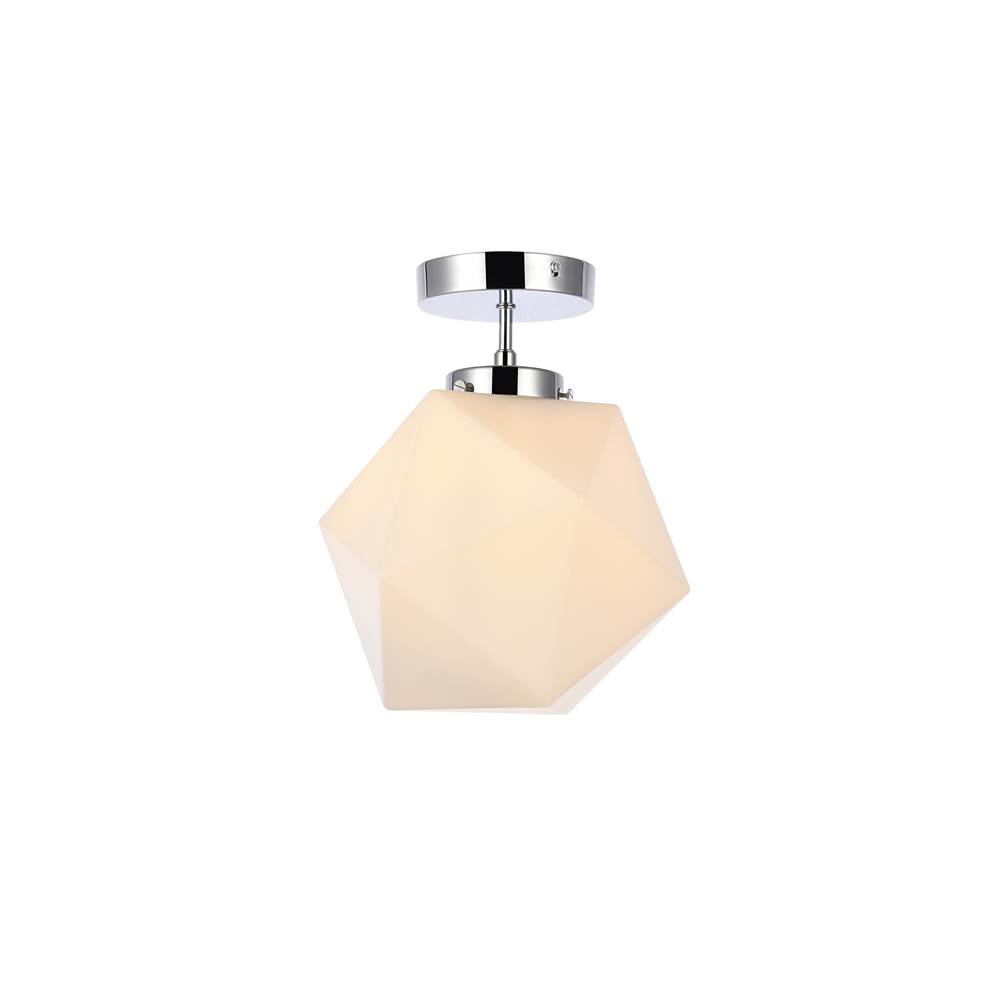 Elegant Lighting Lawrence 1 light chrome and white glass flush mount