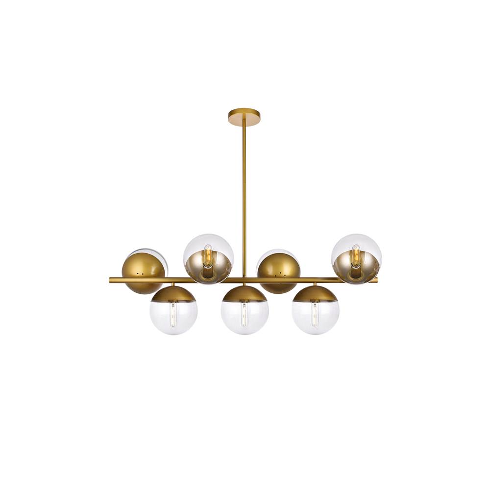 Elegant Lighting Eclipse 7 Lights Brass Pendant With Clear Glass