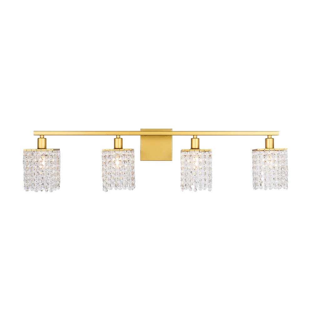 Elegant Lighting Phineas 4 light Brass and Clear Crystals wall sconce