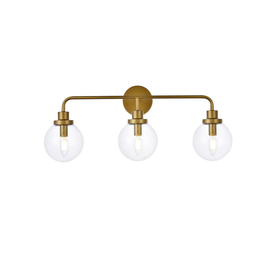 Elegant Lighting Hanson 3 lights bath sconce in brass with clear shade
