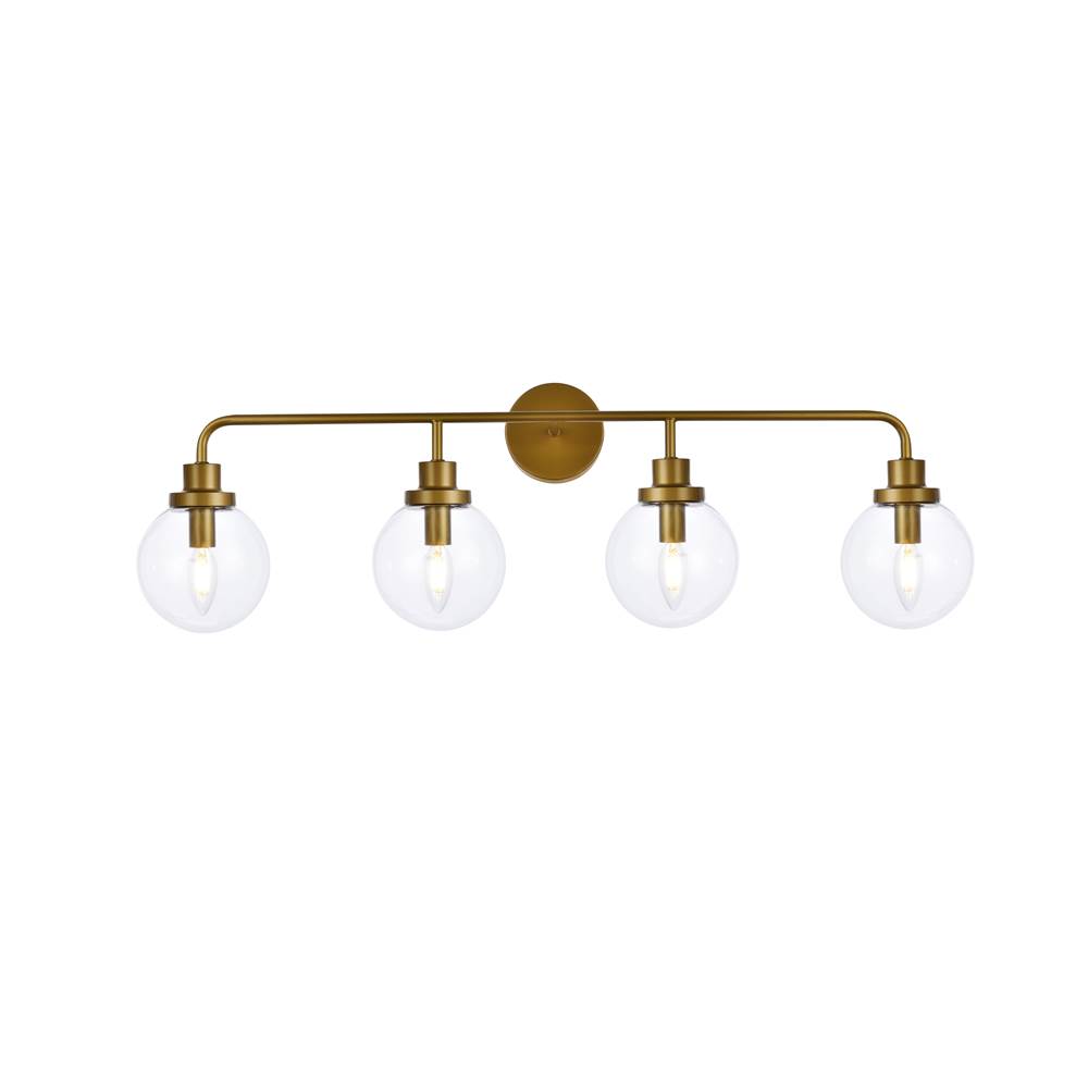 Elegant Lighting Hanson 4 lights bath sconce in brass with clear shade