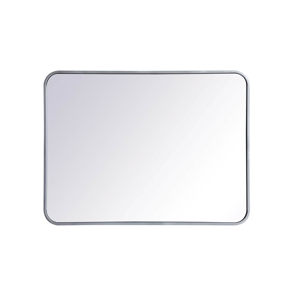 Elegant Lighting Evermore Soft Corner Metal Rectangular Mirror 24X32 Inch In Silver