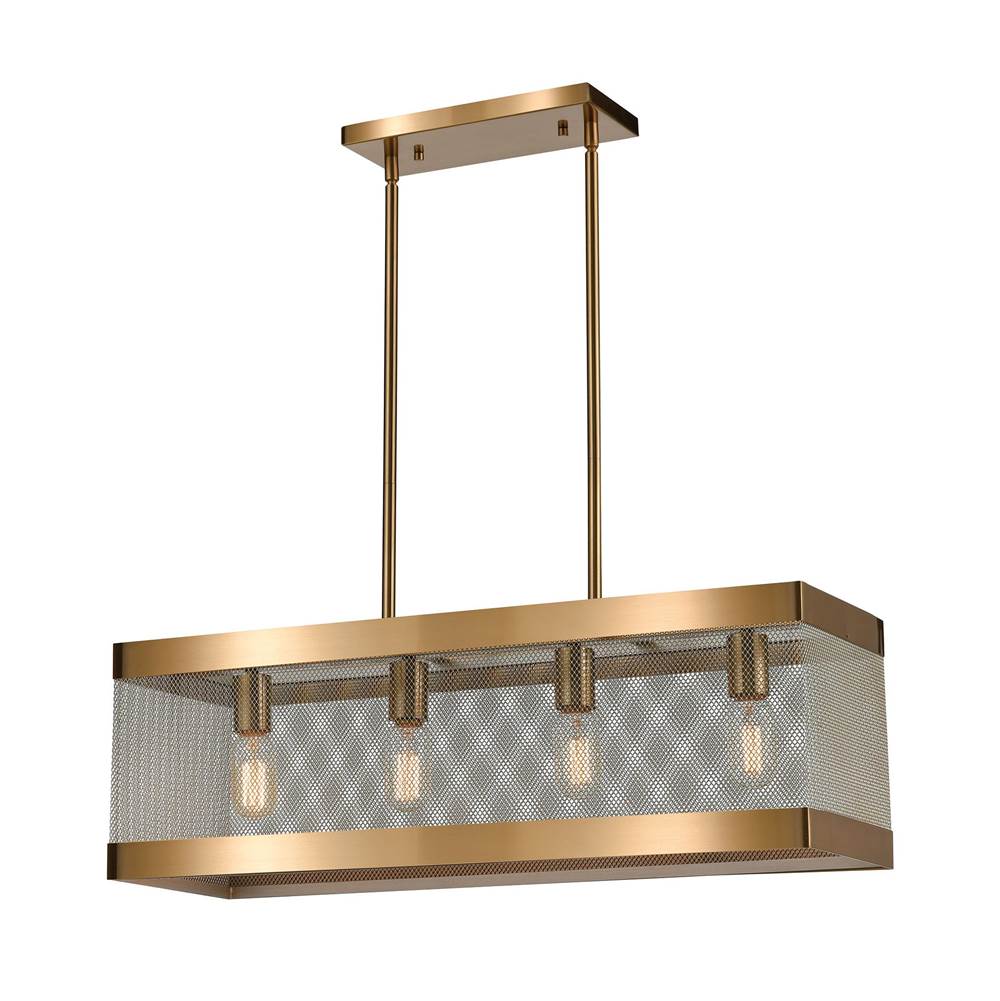 Elk Home Line in The Sand 4-Light Linear Chandelier in Satin Brass and Antique Silver