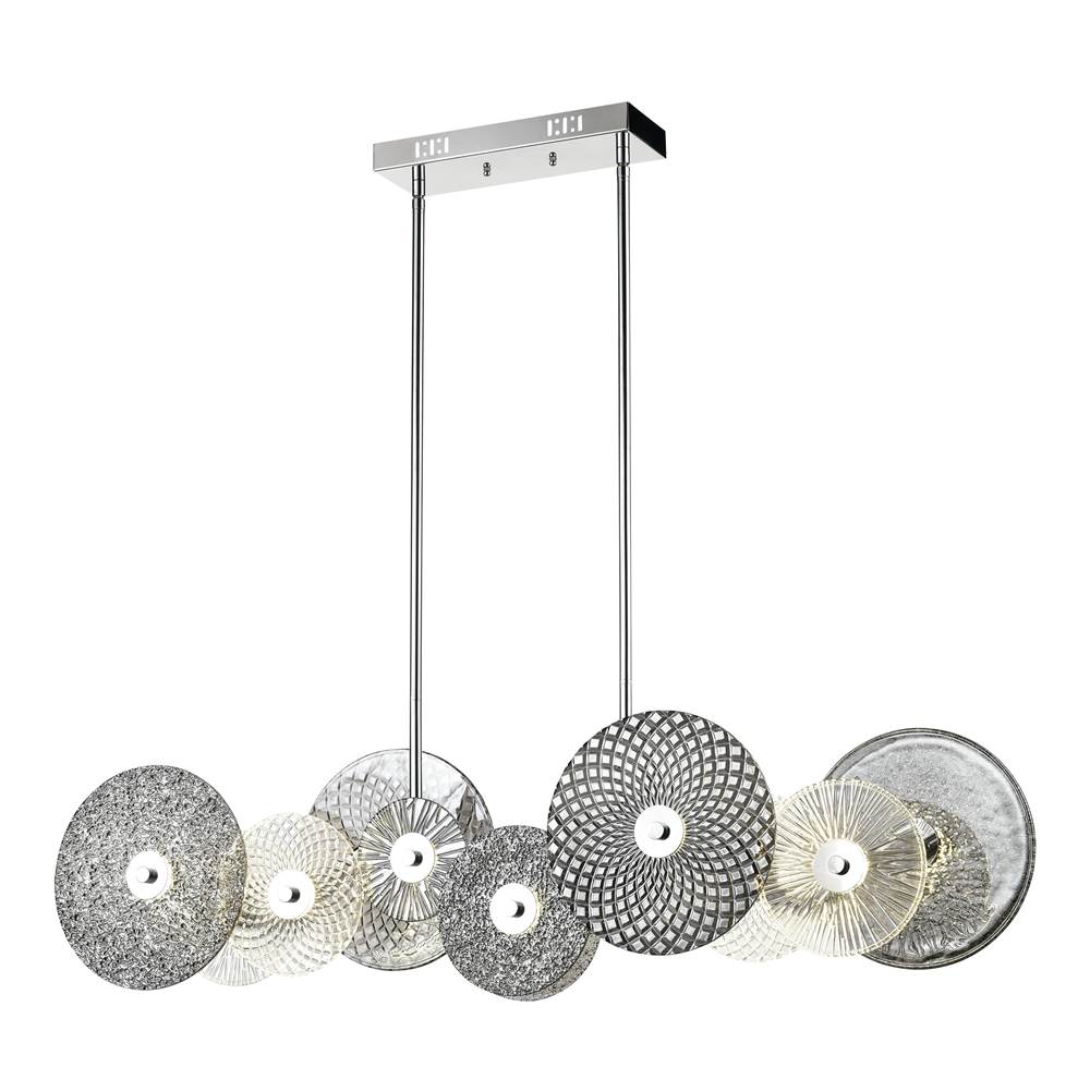 Elk Home Dream Catcher 12-Light Linear Chandelier in Chrome With Clear and Smoked Glass Disks