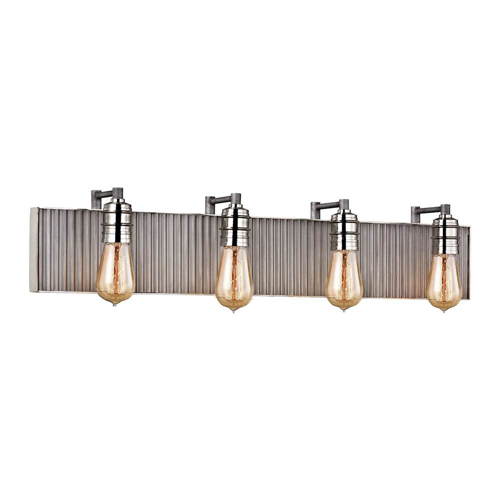 Elk Lighting Corrugated Steel 32'' Wide 4-Light Vanity Light - Polished Nickel