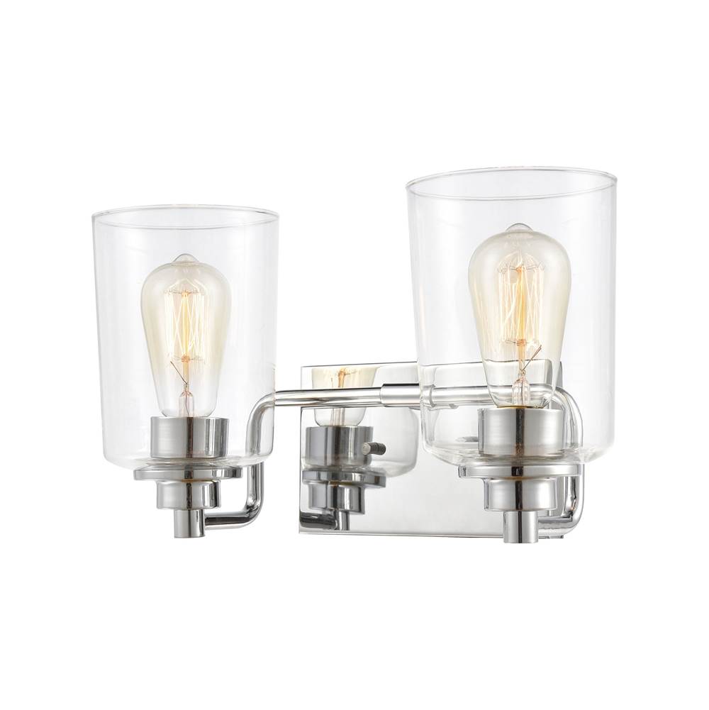 Elk Lighting Robins 14'' Wide 2-Light Vanity Light - Polished Chrome with Clear Glass