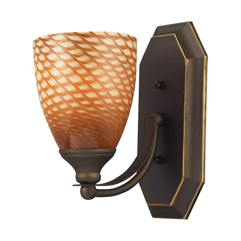 Elk Lighting Mix-N-Match Vanity 1-Light Wall Lamp in Aged Bronze With Cocoa Glass