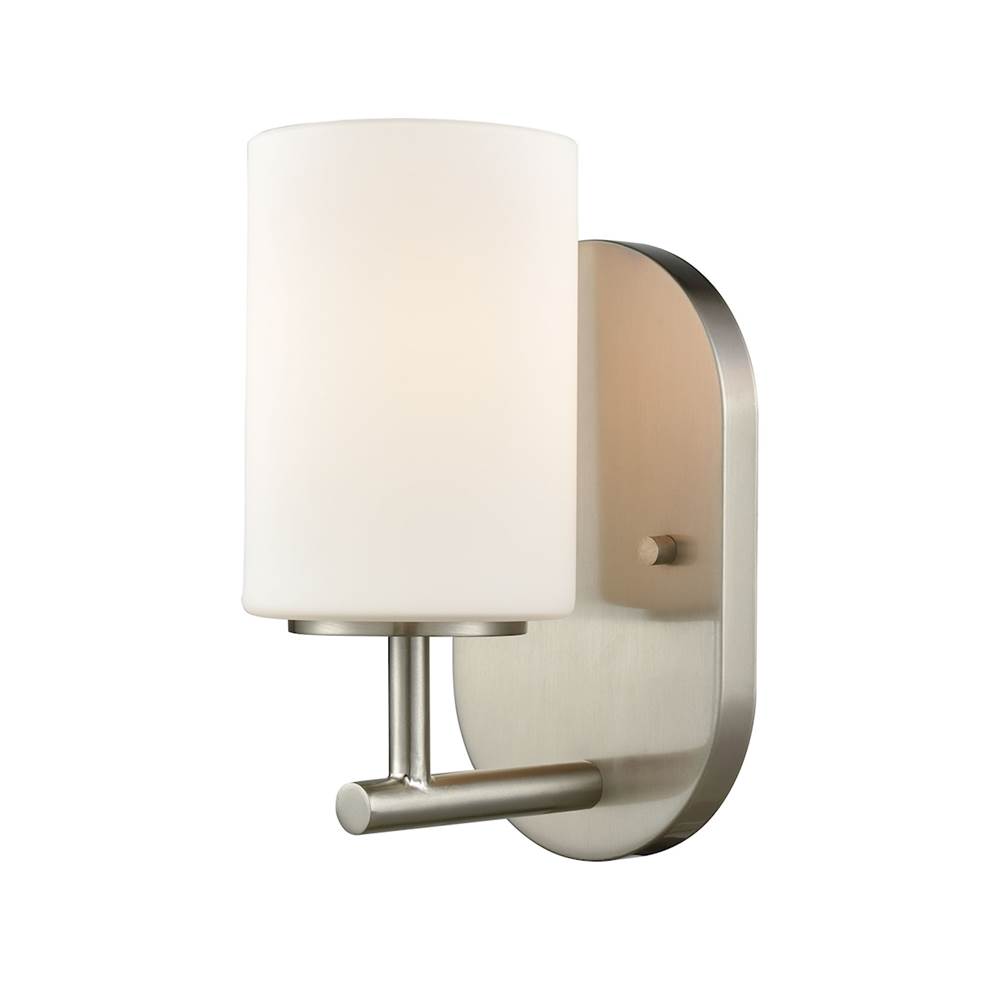 Elk Lighting Pemlico 1-Light Vanity Lamp in Satin Nickel With White Glass