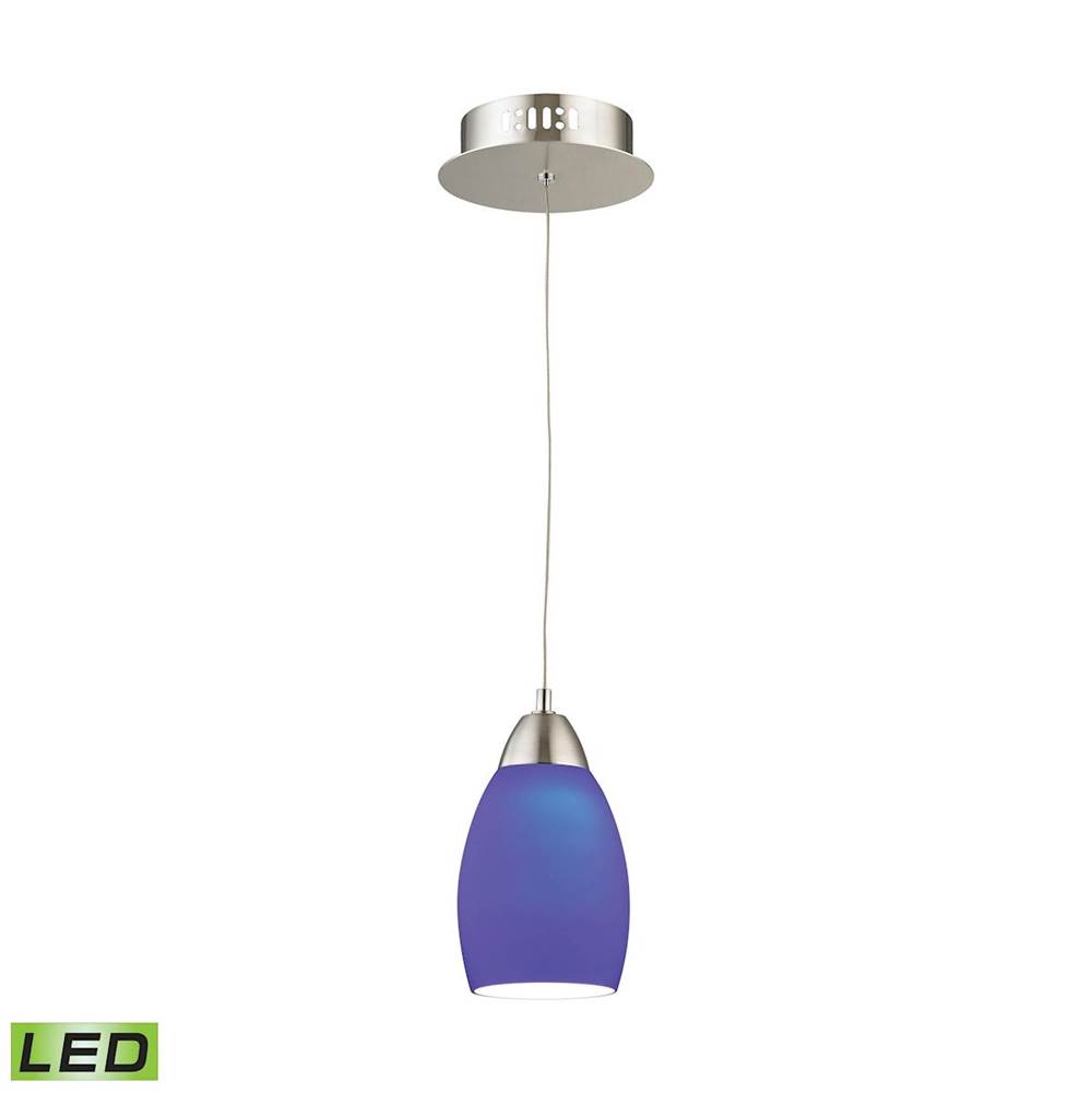 Elk Lighting Buro Single LED Pendant Complete With Blue Glass Shade and Holder