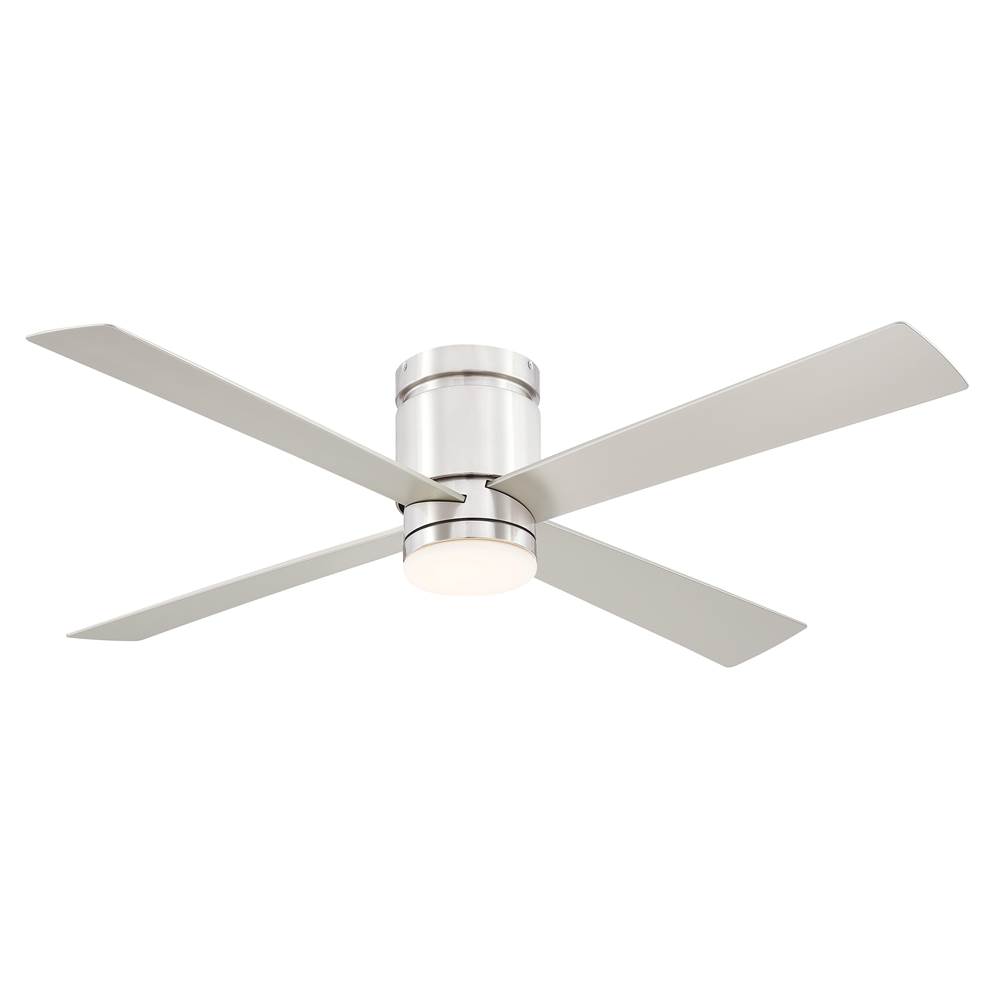 Fanimation Kwartet 52 inch Indoor/Outdoor Ceiling Fan with Brushed Nickel Blades and LED Light Kit - Brushed Nickel