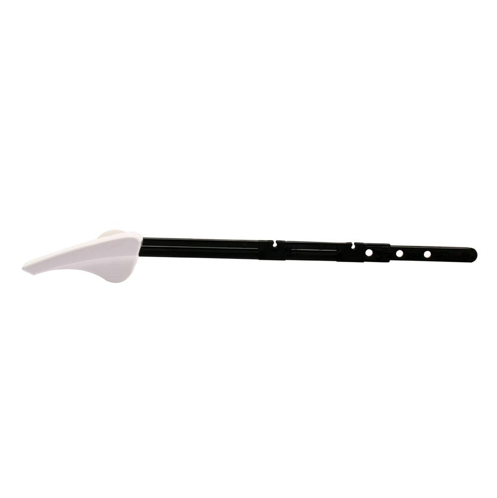 Fluidmaster Standard white finish handle.  Universal fit. Easy to install.Plastic arm bends an