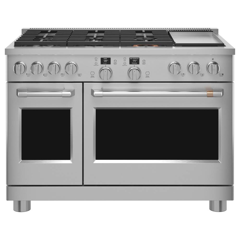 Cafe 48'' Smart Dual-Fuel Commercial-Style Range With 6 Burners And Griddle (Natural Gas)
