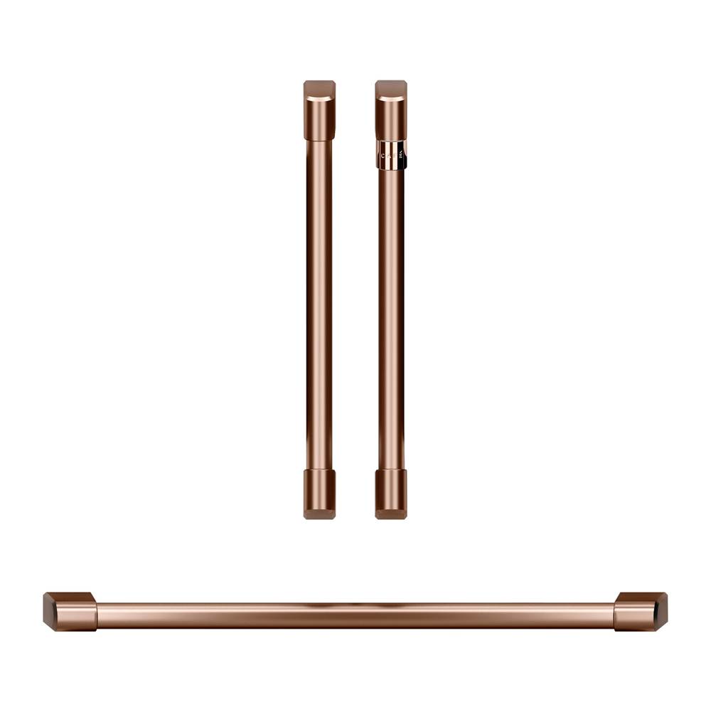 Cafe 2 French-Door Handles; 1 - 30'' Handle; 4 Knobs - Brushed Copper