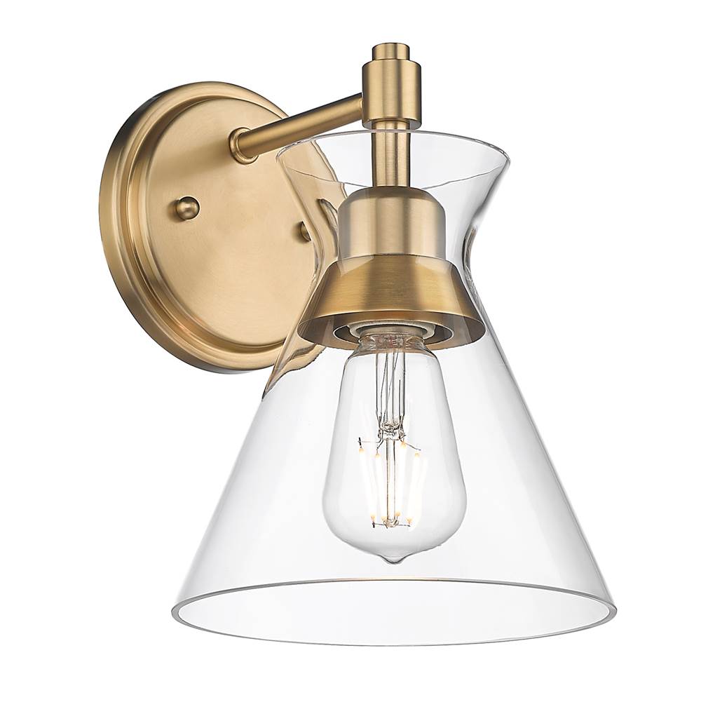 Golden Lighting Malta BCB 1 Light Wall Sconce in Brushed Champagne Bronze with Clear Glass Shade