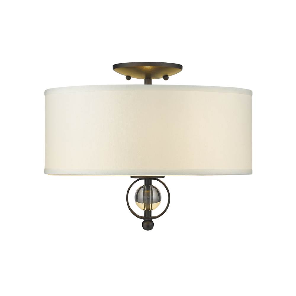 Golden Lighting Cerchi Flush Mount in Rubbed Bronze with Opal Satin Shade