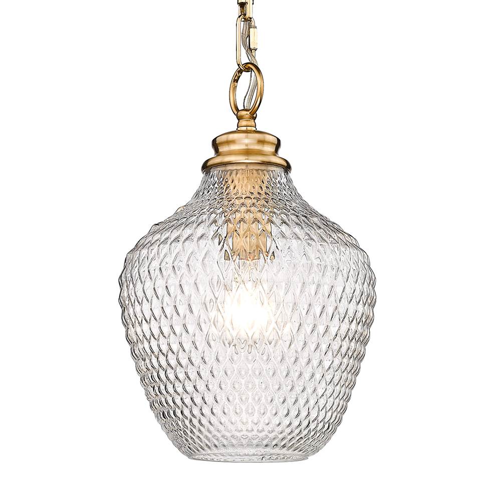 Golden Lighting Adeline MBG Medium Pendant in Modern Brushed Gold with Clear Glass Shade
