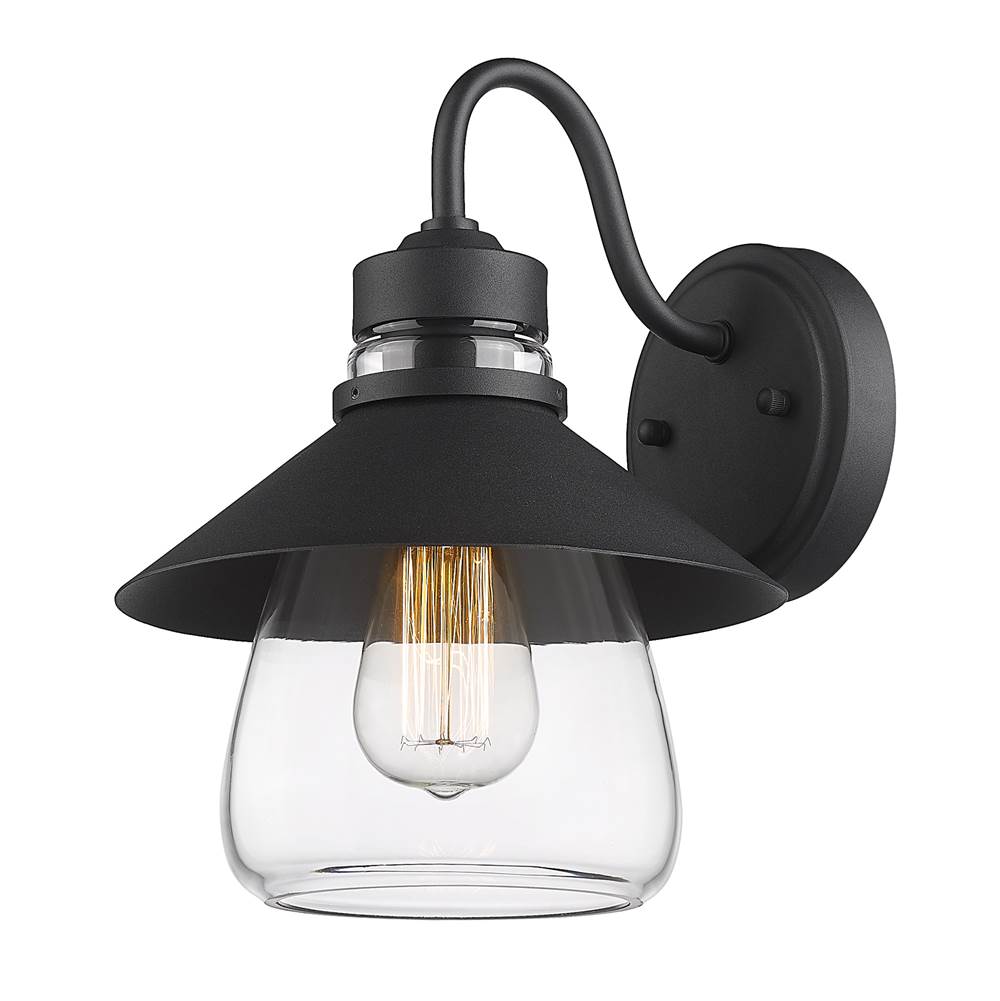 Golden Lighting Demi 1 Light Wall Sconce - Outdoor in Natural Black with Clear Glass Shade