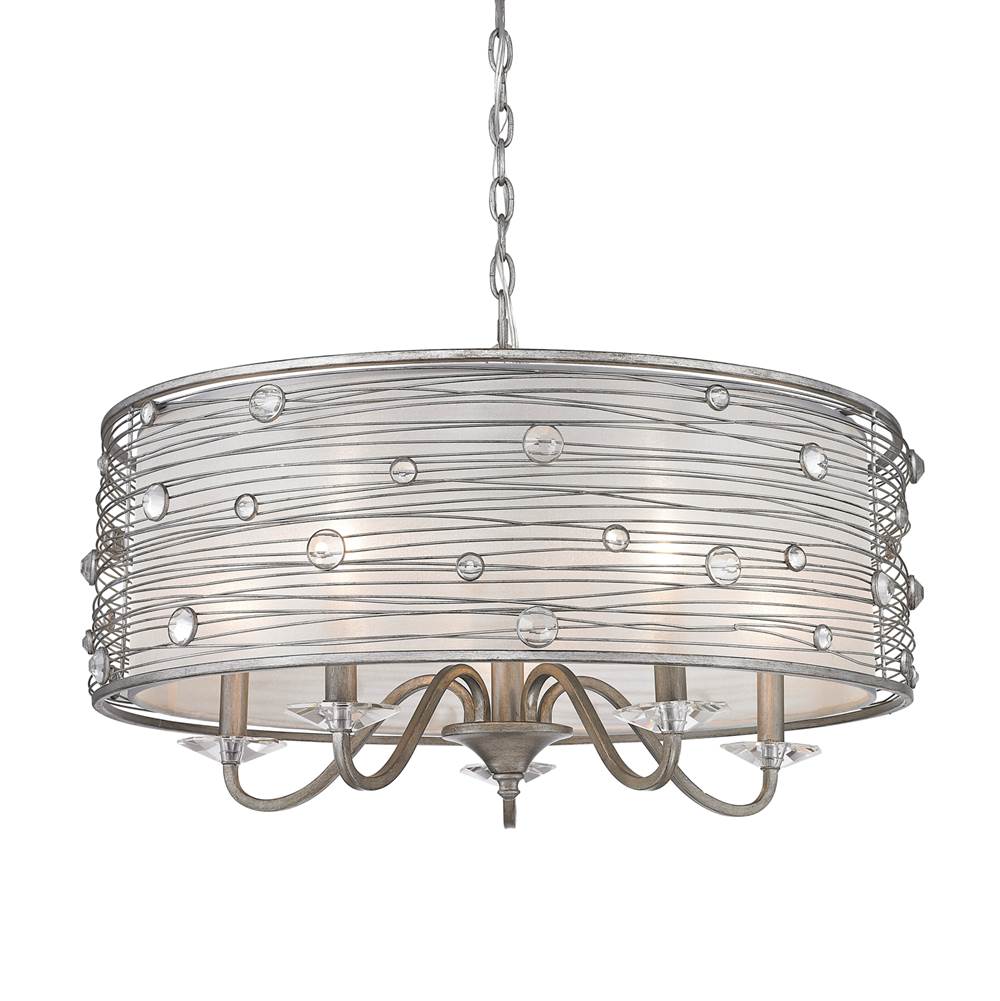 Golden Lighting Joia 5 Light Chandelier in Peruvian Silver with Sterling Mist Shade