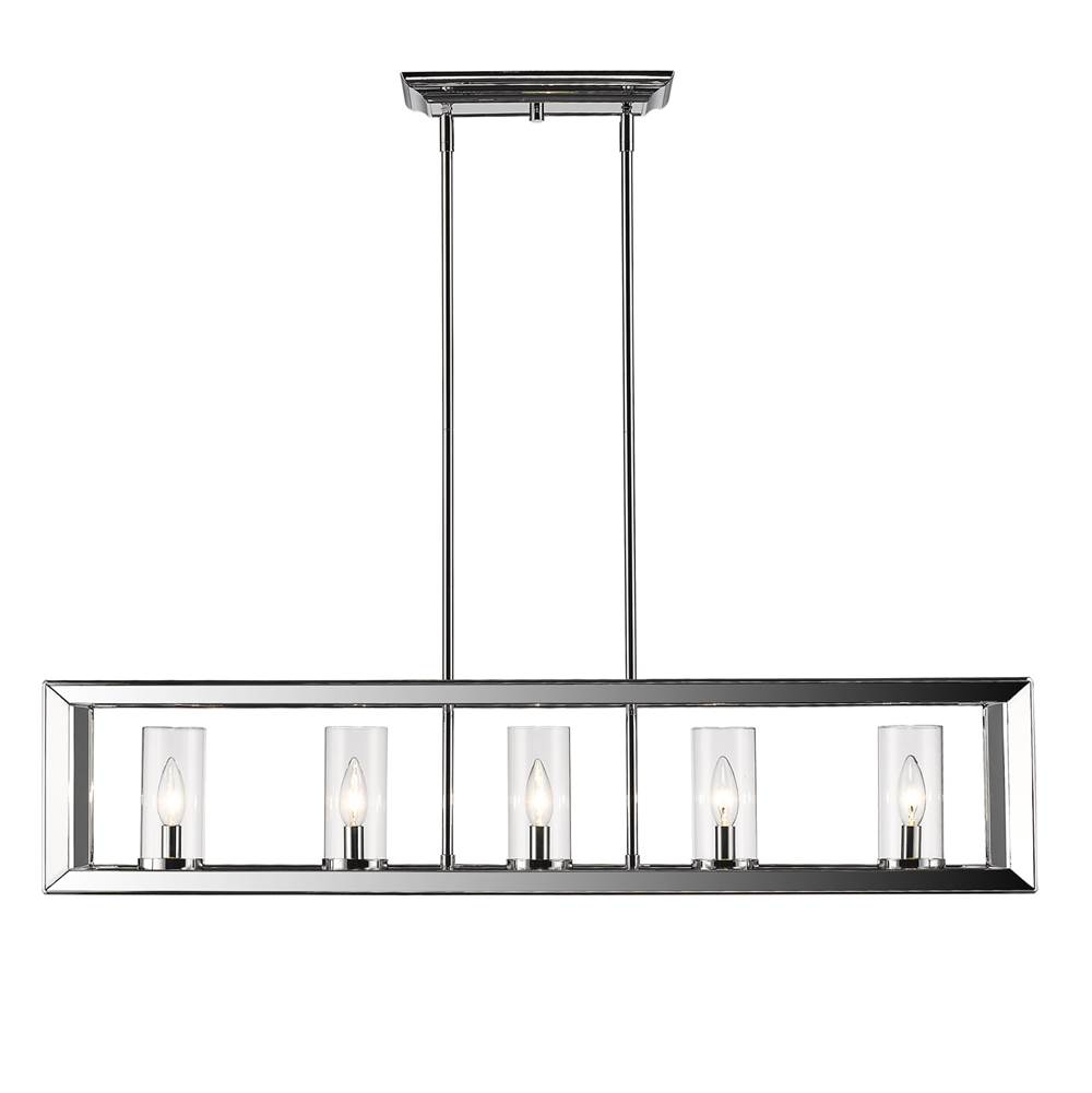 Golden Lighting Smyth 5 Light Linear Pendant in Chrome with Clear Glass