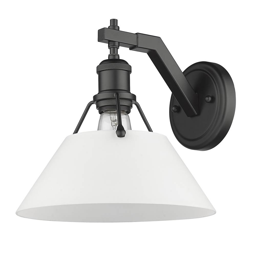 Golden Lighting Orwell BLK 1 Light Wall Sconce in Matte Black with Opal Glass Shade