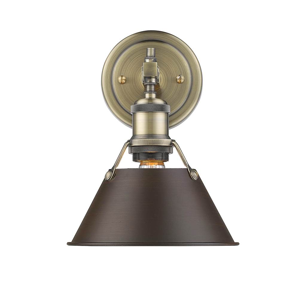 Golden Lighting Orwell AB 1 Light Bath Vanity in Aged Brass with Rubbed Bronze Shade