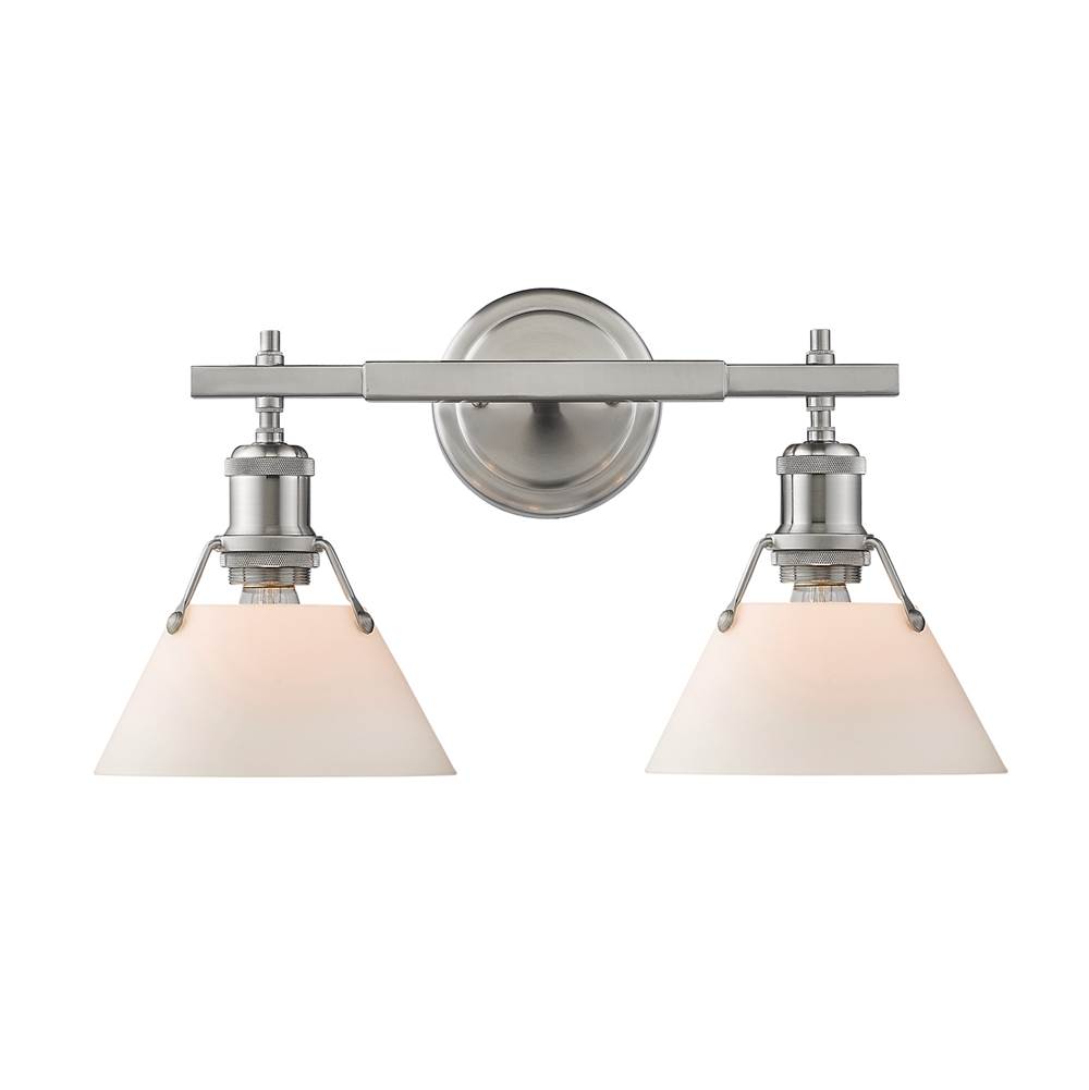 Golden Lighting Orwell PW 2 Light Bath Vanity in Pewter with Opal Glass Shade