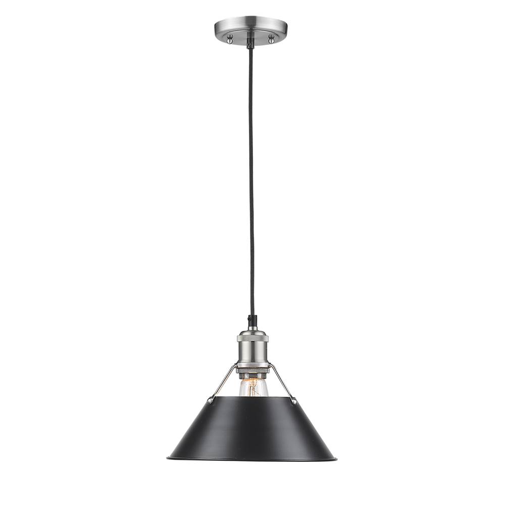 Golden Lighting Orwell PW 1 Light Pendant - 10'' in Pewter with Black Shade