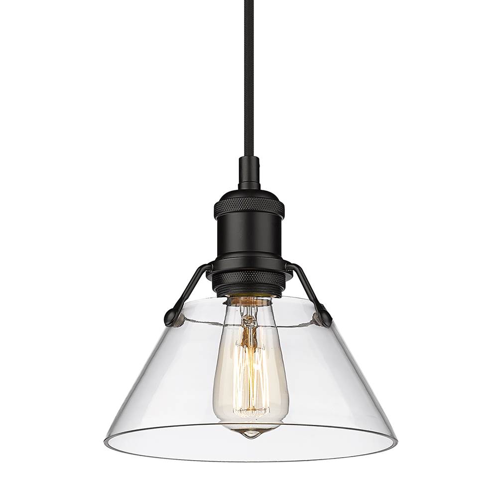 Golden Lighting Orwell BLK Small Pendant in Matte Black with Clear Glass Shade