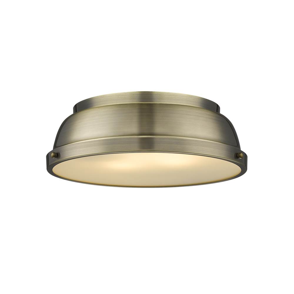 Golden Lighting Duncan 14'' Flush Mount in Aged Brass with an Aged Brass Shade