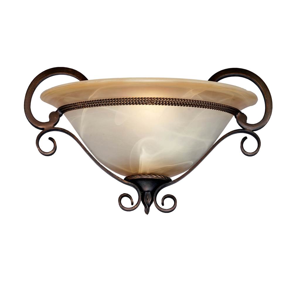 Golden Lighting Meridian 1 Light Wall Sconce in Golden Bronze with Antique Marbled Glass