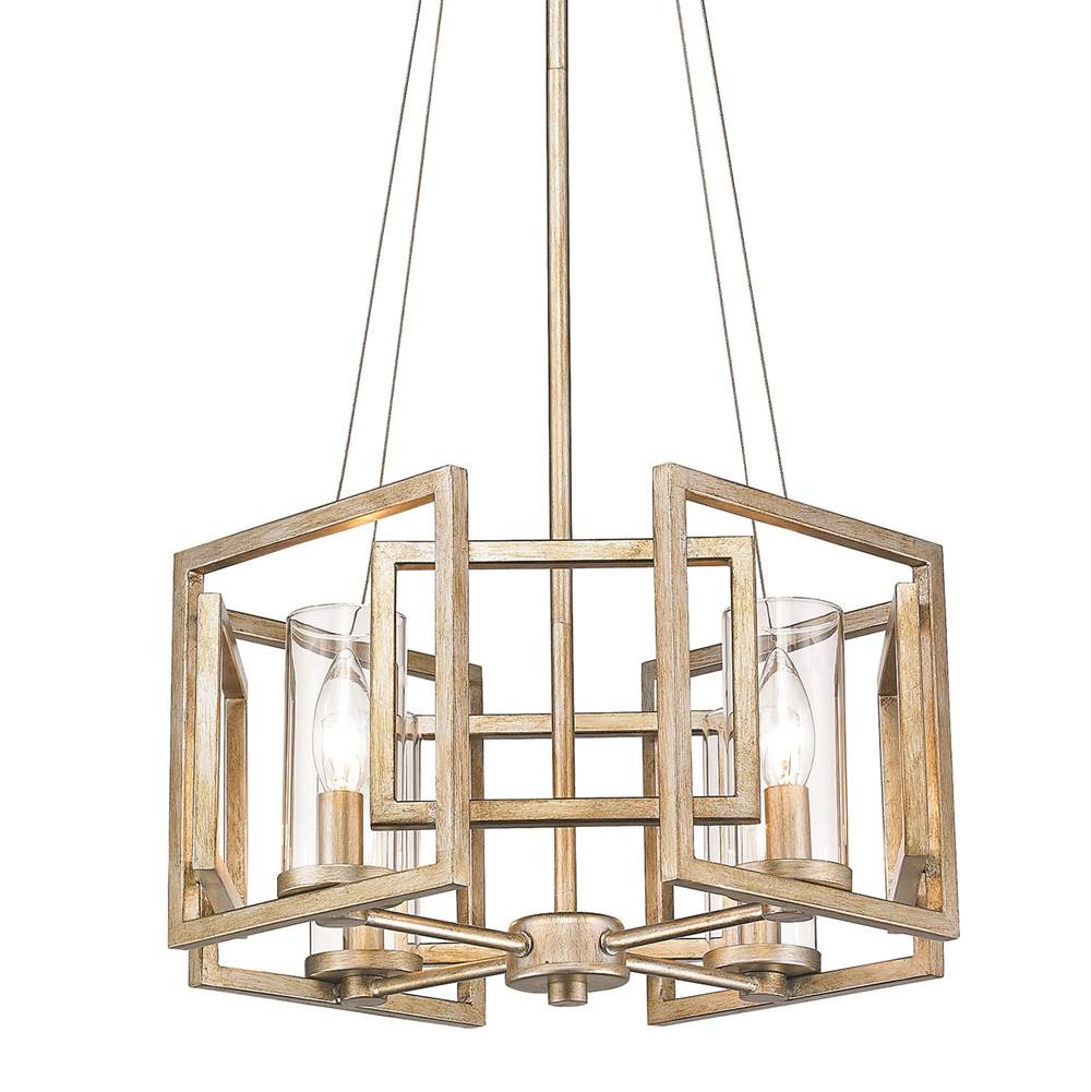 Golden Lighting Marco 4 Light Pendant (Convertible) in White Gold with Clear Glass
