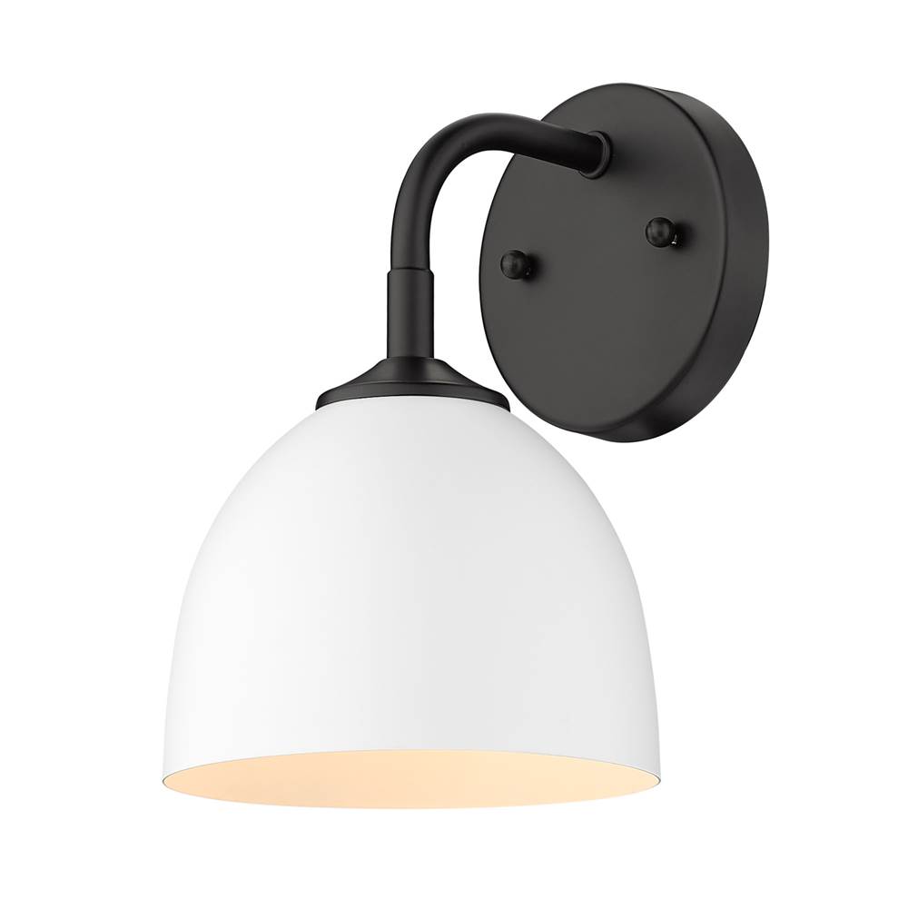 Golden Lighting Zoey 1-Light Wall Sconce in Matte Black with Matte White Shade