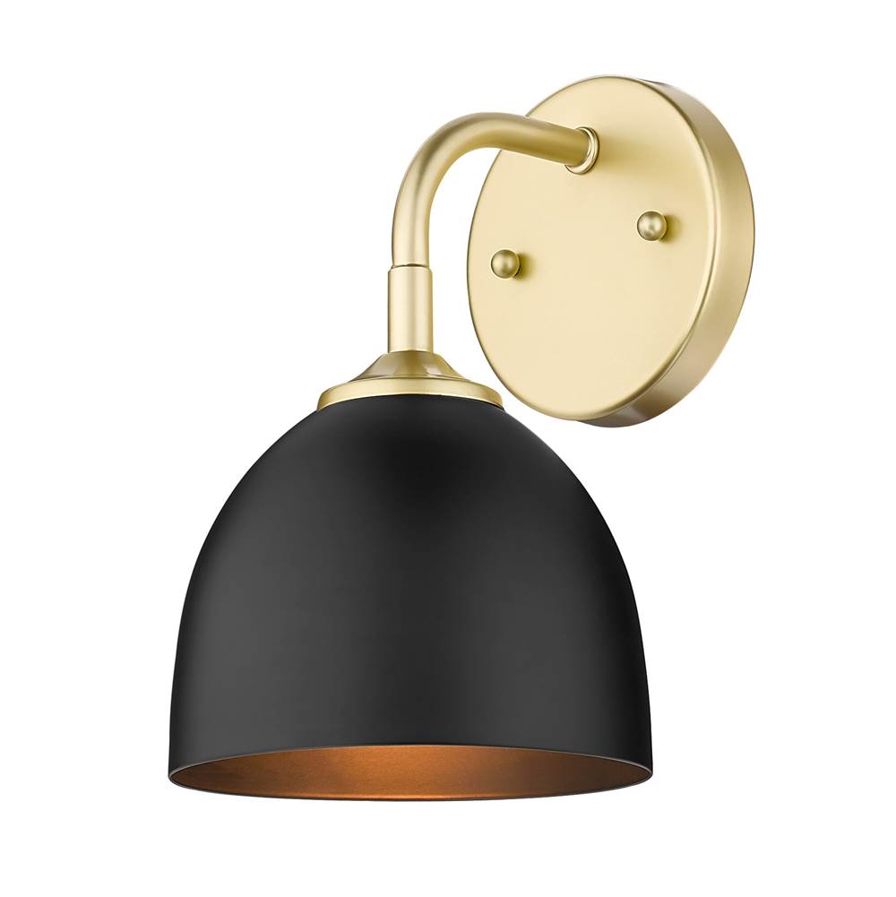 Golden Lighting Zoey 1-Light Wall Sconce in Olympic Gold with Matte Black Shade