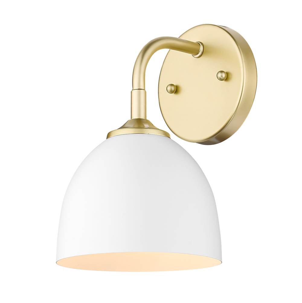 Golden Lighting Zoey 1-Light Wall Sconce in Olympic Gold with Matte White Shade