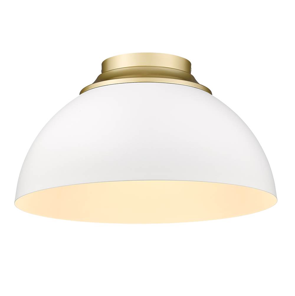 Golden Lighting Zoey Flush Mount in Olympic Gold with Matte White Shade