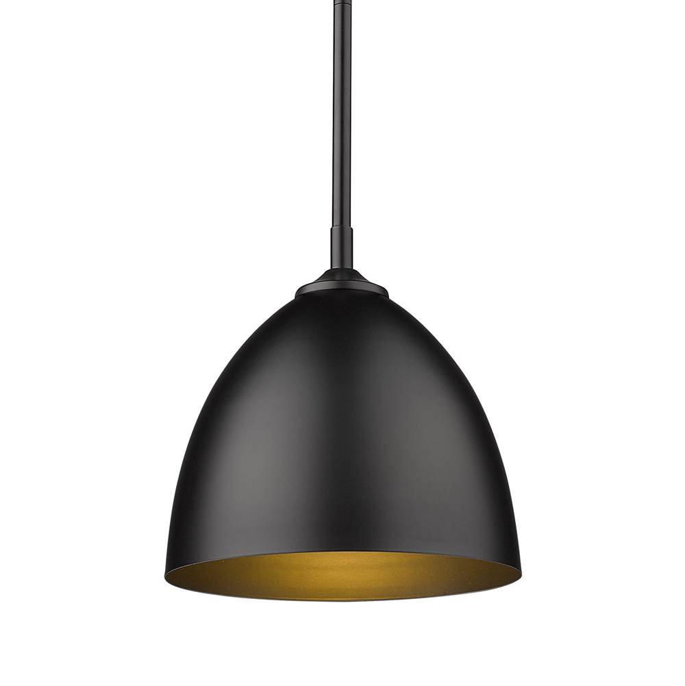Golden Lighting Zoey Small Pendant in Matte Black with Matte Black Shade