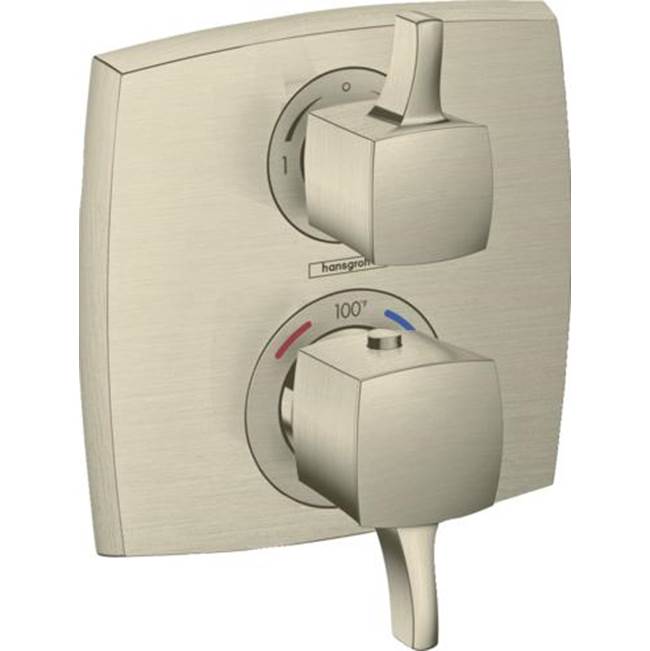 Hansgrohe Ecostat Classic Thermostatic Trim with Volume Control and Diverter, Square in Brushed Nickel