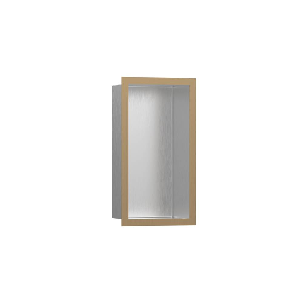Hansgrohe XtraStoris Individual Wall Niche Brushed Stainless Steel with Design Frame 12''x 6''x 4''  in Brushed Bronze