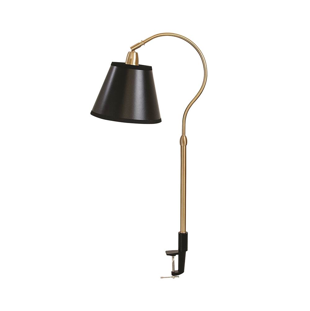 House Of Troy Aria Clip On Table Lamp Weathered Brass With Black Shade