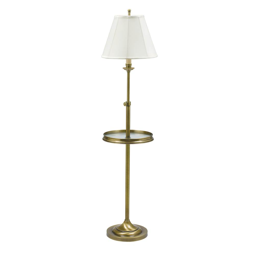 House Of Troy Club Adjustable Antique Brass Floor Lamp with glass table