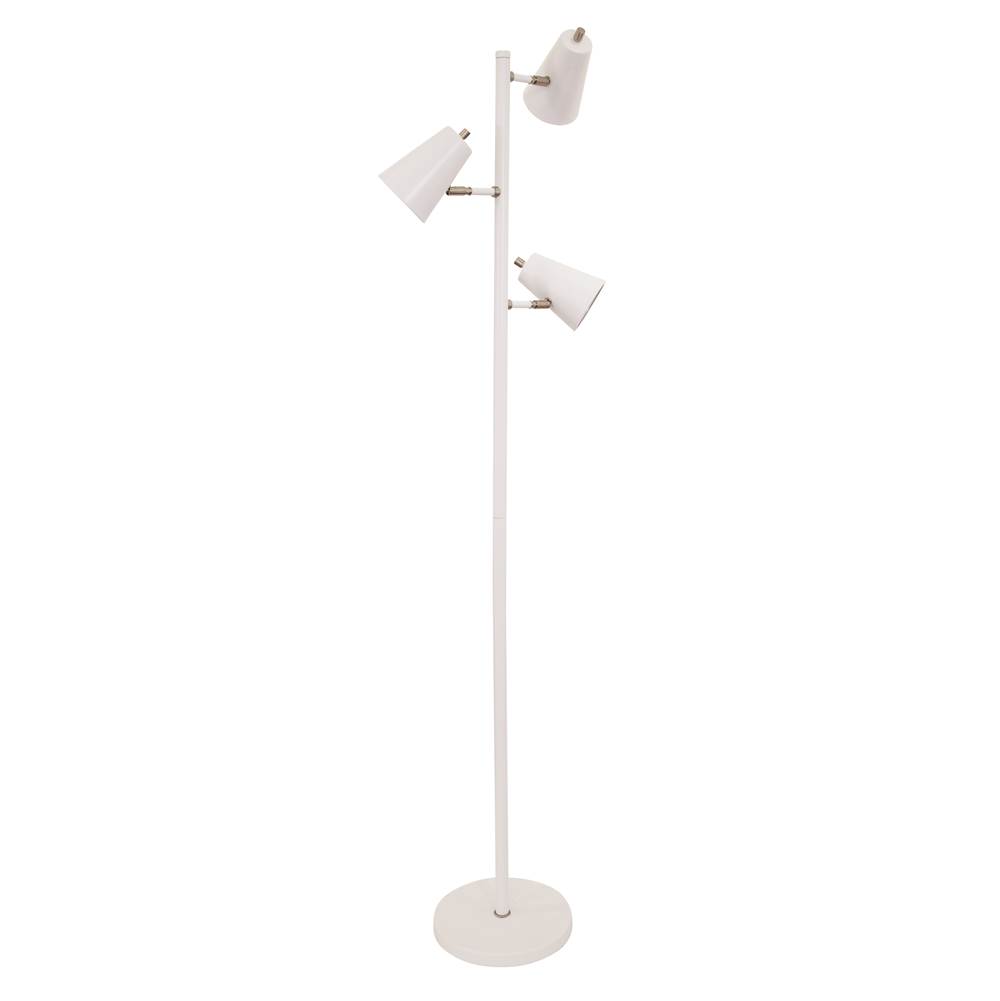 House Of Troy Kirby LED three light floor lamp in white with satin nickel accents