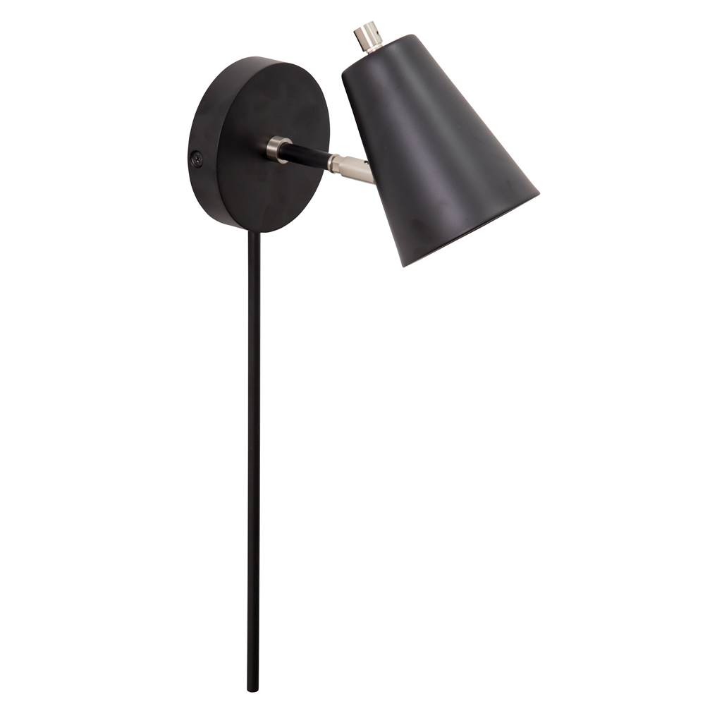 House Of Troy Kirby LED wall lamp in black with satin nickel accents