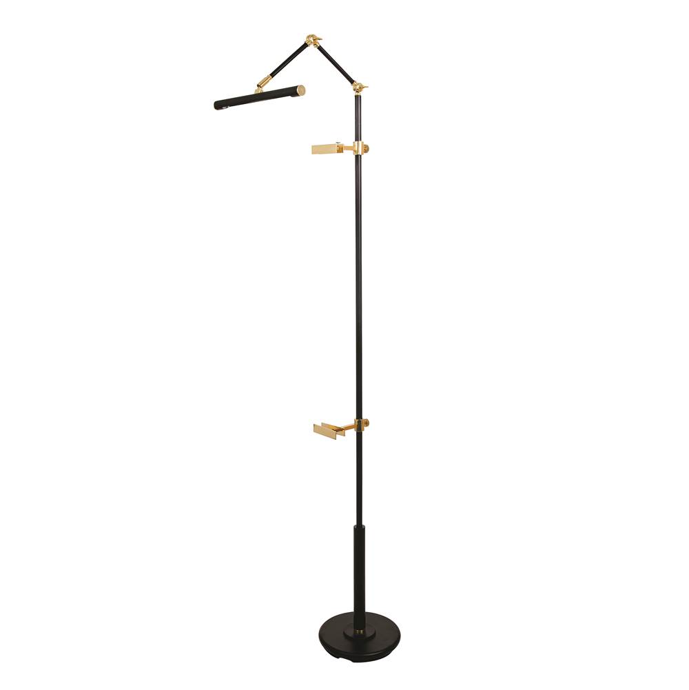 House Of Troy River North Easel Floor Lamp Black And Polished Brass Accents Led Slimline Shade