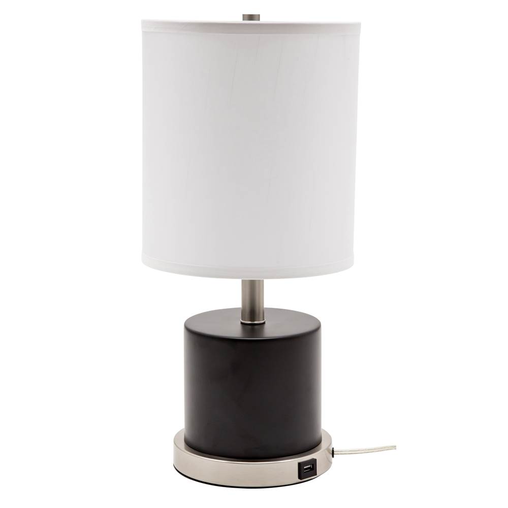 House Of Troy Rupert table lamp with satin nickel accents and USB port