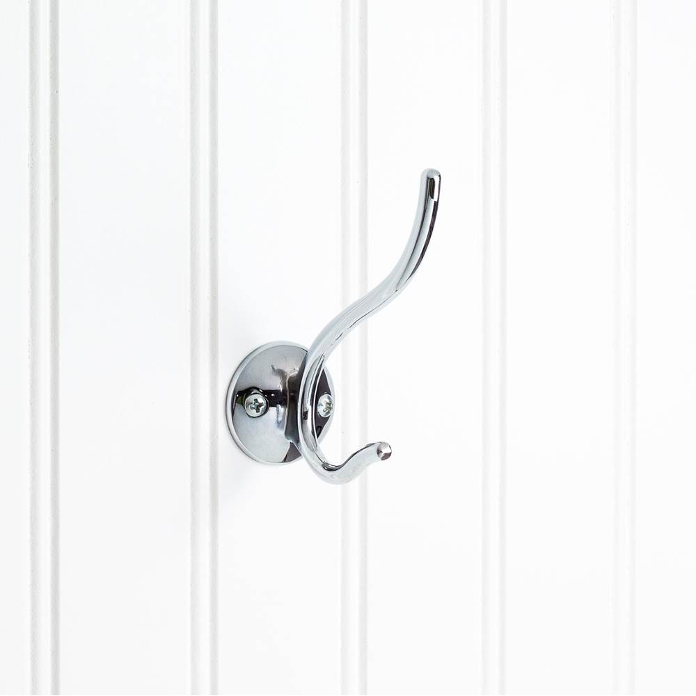 Hardware Resources 3-13/16'' Polished Chrome Slender Contemporary Double Prong Wall Mounted Hook