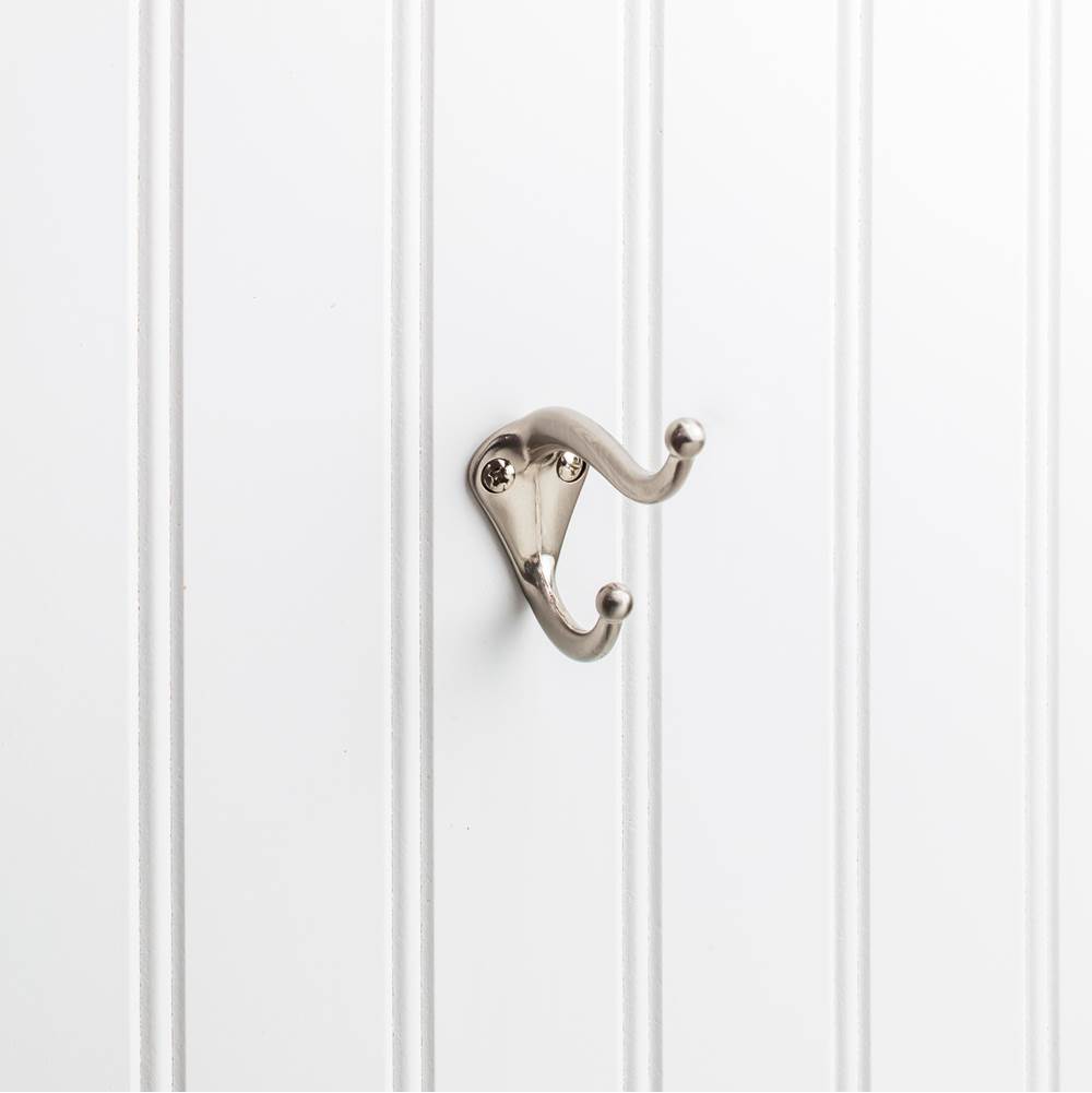 Hardware Resources 2-5/16'' Satin Nickel Traditional Double Prong Ball End Wall Mounted Utility Hook