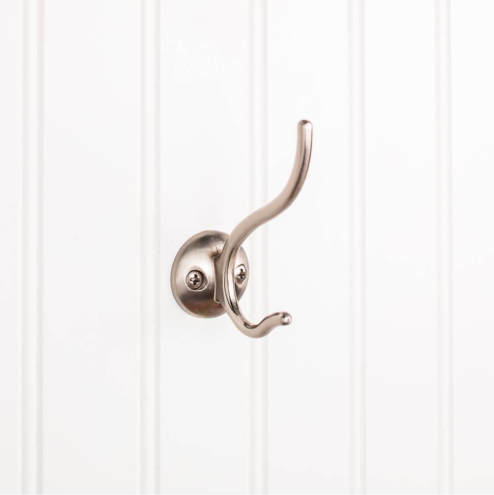 Hardware Resources 3-13/16'' Satin Nickel Slender Contemporary Double Prong Wall Mounted Hook