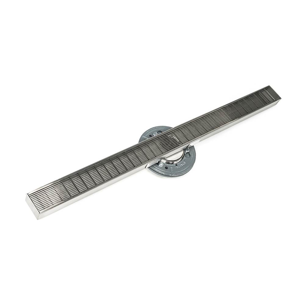 Infinity Drain 48'' S-Stainless Steel Series High Flow Complete Kit with 2 1/2'' Wedge Wire Grate in Satin Stainless with PVC Drain Body, 3'' Outlet