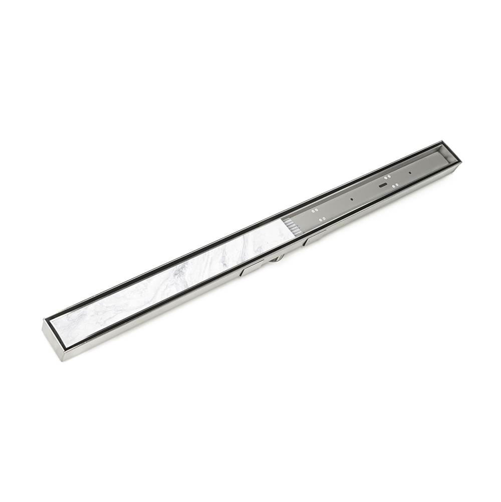 Infinity Drain 80'' S-Stainless Steel Series Complete Kit with Tile Insert Frame in Satin Stainless