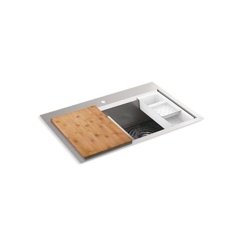 Kohler Task™ Smart Divide® 33'' x 22'' top-mount/undermount double-equal workstation kitchen sink with accessories